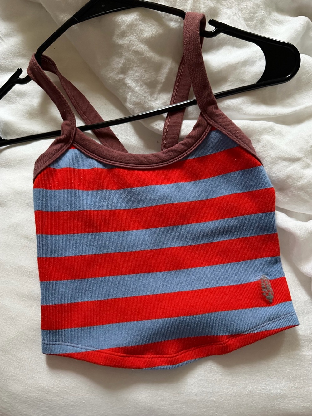 Free People Kids Striped Tank Top - Red & Light Blue with Brown Trim
